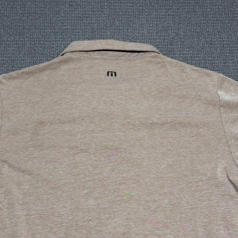TravisMathew‎ Mens Tan Heathered Pima Cotton Blend Short Sleeve Golf Polo Large
